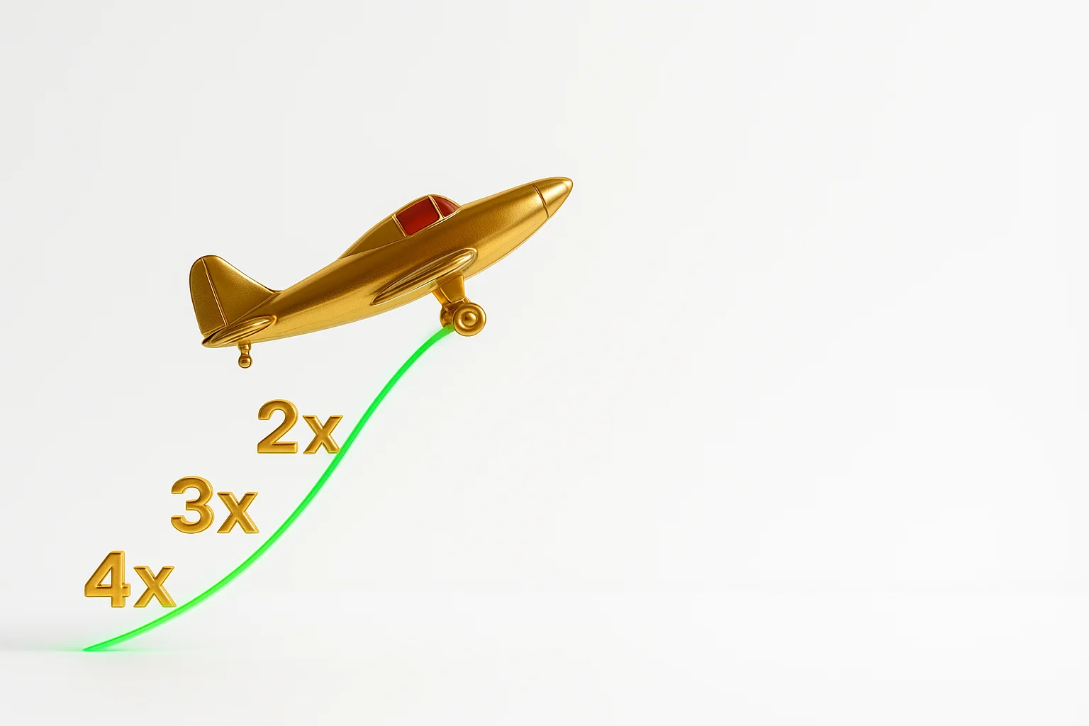 Crash Plane Ascent Plane ascending with glowing multiplier curve on white background