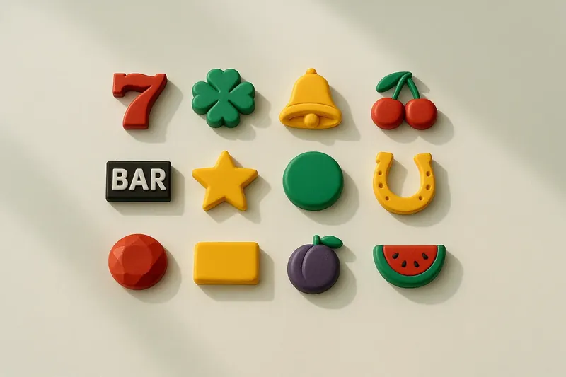 Twelve mini slot symbols arranged in a clean 4x3 grid